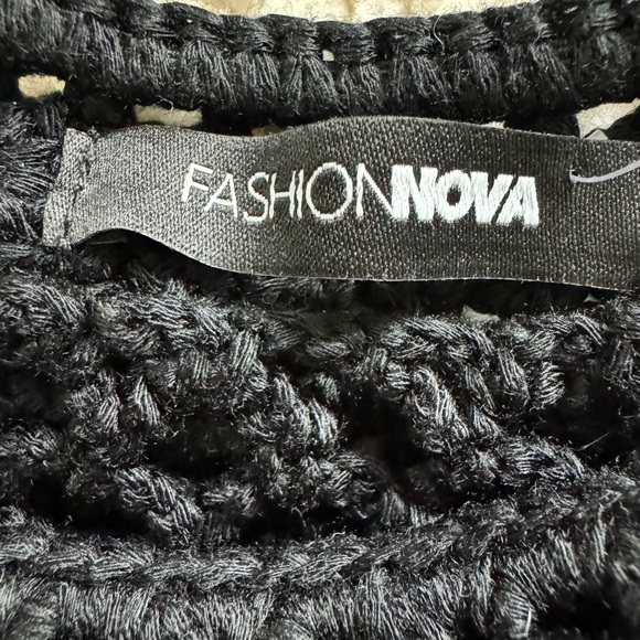 Fashion Nova Crochet Gypsy Hippie Top Off Shoulder Ruffle S/M Open Knit Festival - Picture 3 of 12